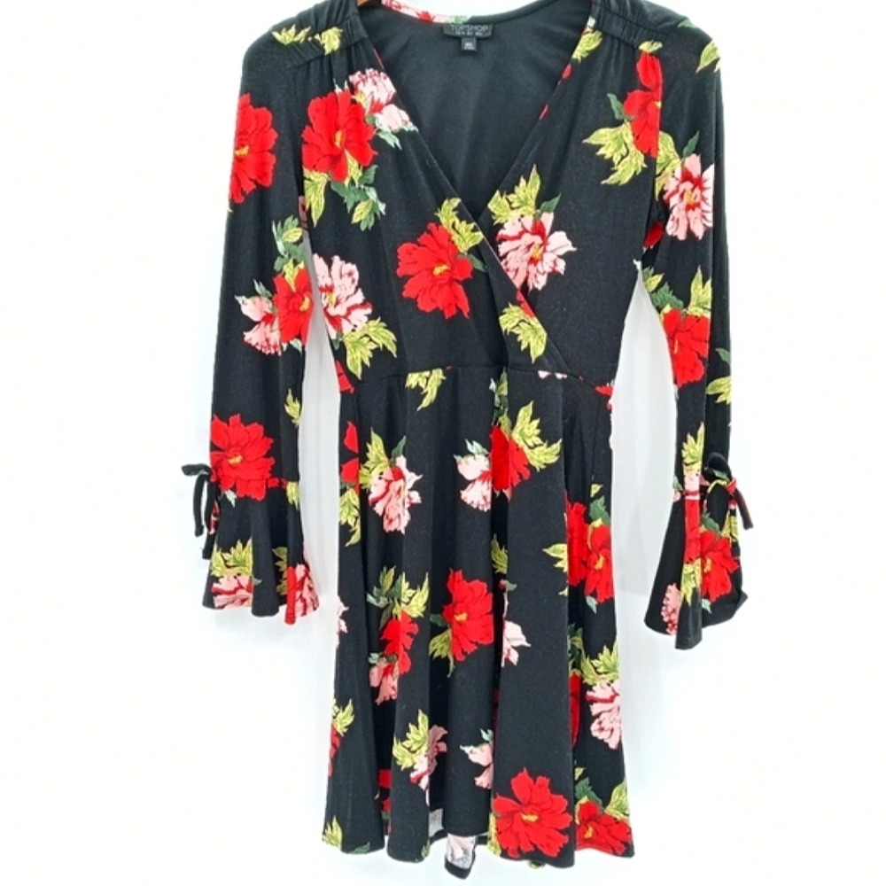 NWT Floral Witchy Black TopShop Wrap Dress